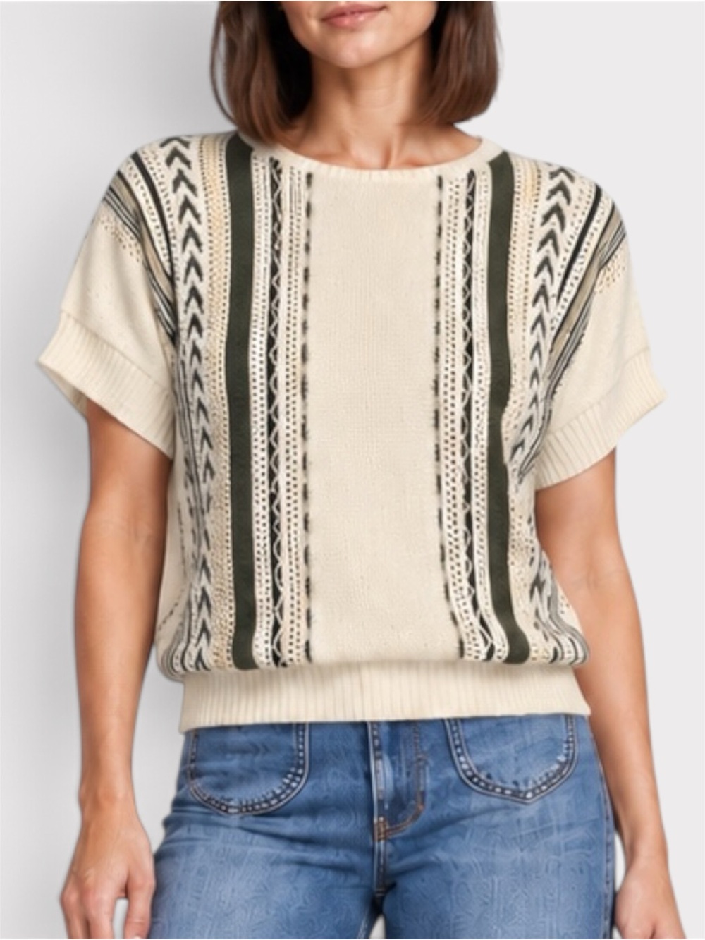 Vintage Keneth Too! Made in USA Geometric Knit Sweater Top